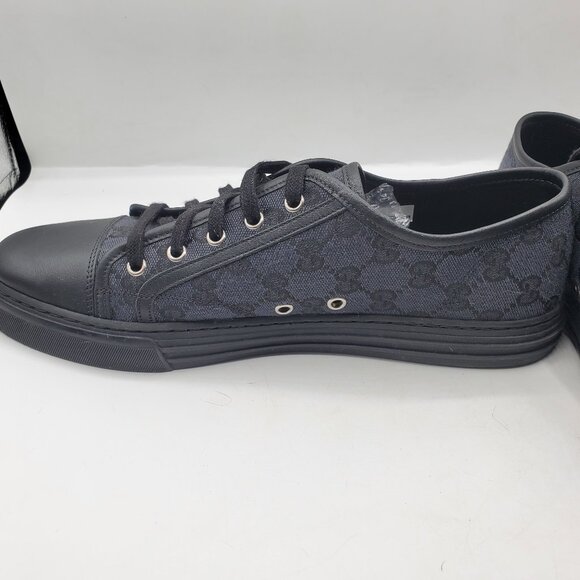 AUTHENTIC GUCCI MENS ORIGINAL GG LOW TOP CANVAS with LEATHER SNEAKERS - Picture 8 of 14